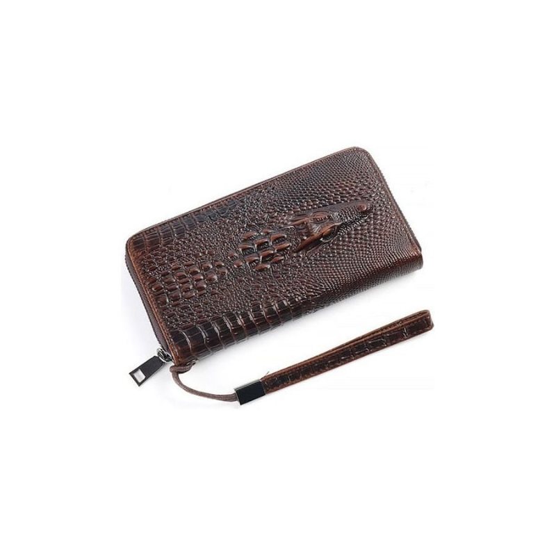 Ανδρικά Πορτοφόλια Πορτοφόλι Vintage Crocodile Leather Long Clutch - Καφές 2