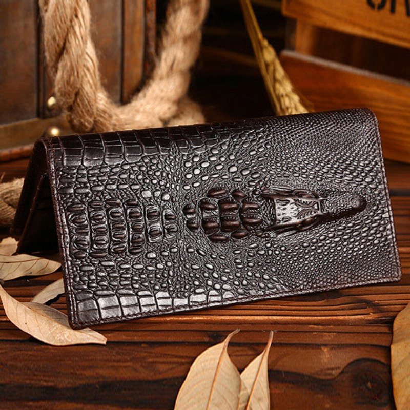 Ανδρικά Πορτοφόλια Στάνταρ Πορτοφόλι Chic Crocgloss Crocodile Pattern - Καφές