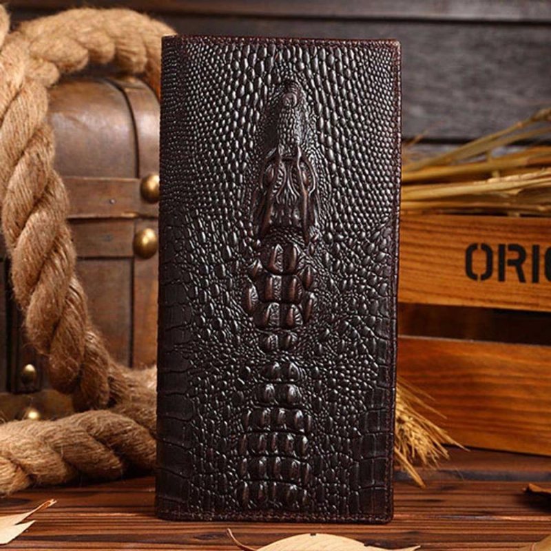 Ανδρικά Πορτοφόλια Στάνταρ Πορτοφόλι Chic Crocgloss Crocodile Pattern - Καφές