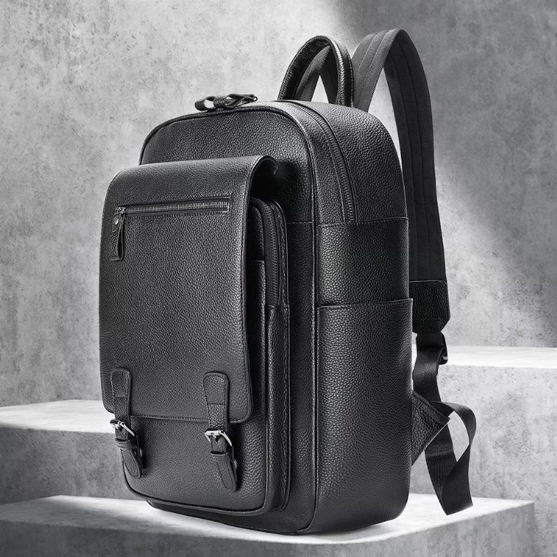 Ανδρικά Σακίδια Πλάτης Cowhide Business Travel Tech Backpack - Μαύρος