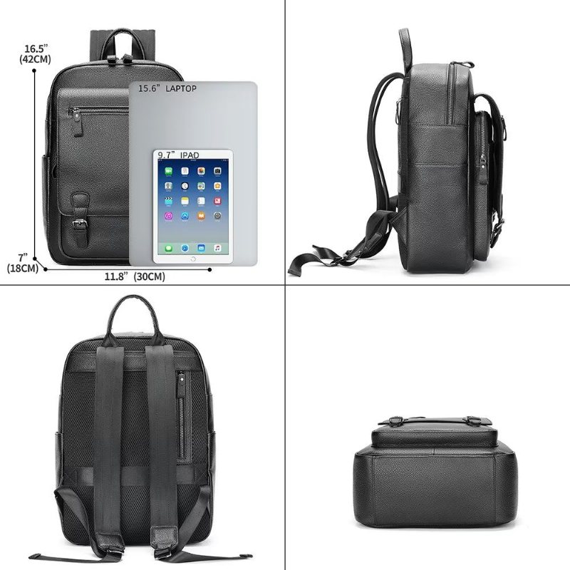 Ανδρικά Σακίδια Πλάτης Cowhide Business Travel Tech Backpack - Μαύρος