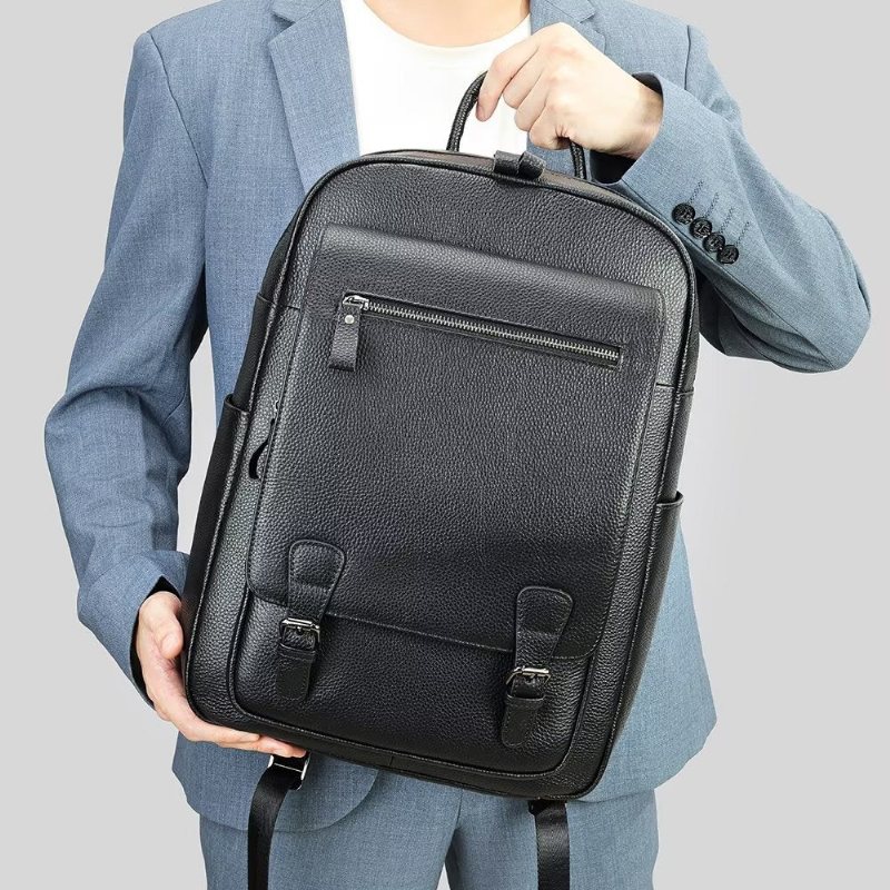 Ανδρικά Σακίδια Πλάτης Cowhide Business Travel Tech Backpack - Μαύρος