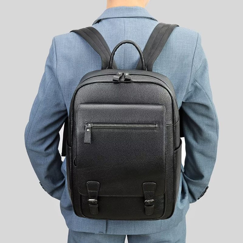 Ανδρικά Σακίδια Πλάτης Cowhide Business Travel Tech Backpack - Μαύρος