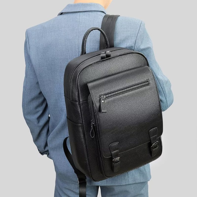 Ανδρικά Σακίδια Πλάτης Cowhide Business Travel Tech Backpack - Μαύρος