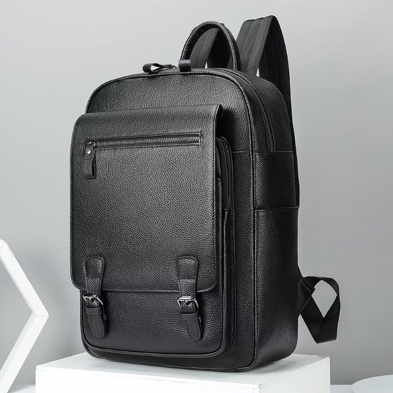 Ανδρικά Σακίδια Πλάτης Cowhide Business Travel Tech Backpack - Μαύρος