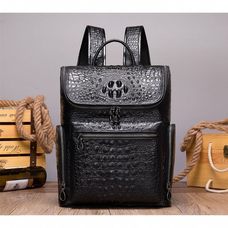 Ανδρικά Σακίδια Πλάτης Vintage Chic Leather Tech Travel Backpack - Μαύρο 