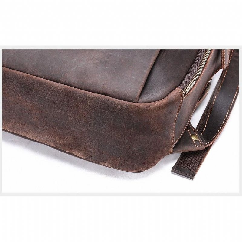 Ανδρικά Σακίδια Πλάτης Vintage Πολυτέλεια Leather Laptop Daypack - Καφές