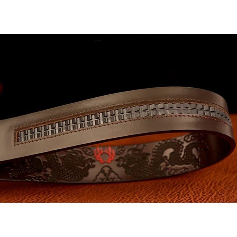 Ανδρικές Ζώνες Exquisite Chinese Dragon Automatic Belt - Καφές