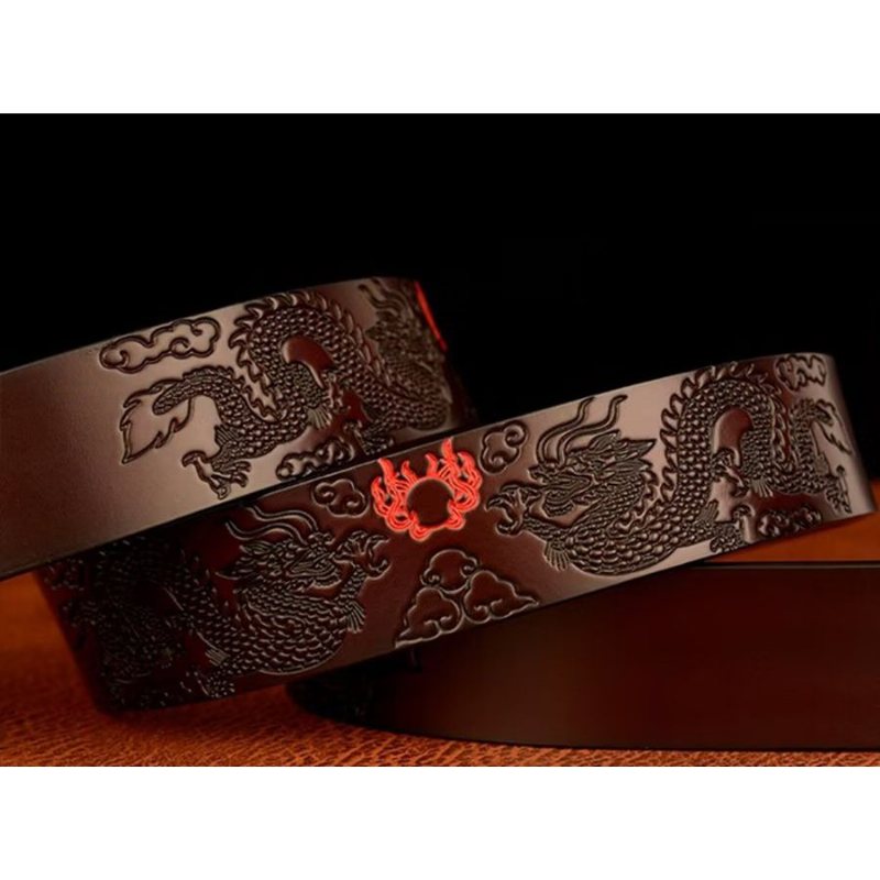 Ανδρικές Ζώνες Exquisite Chinese Dragon Automatic Belt - Καφές