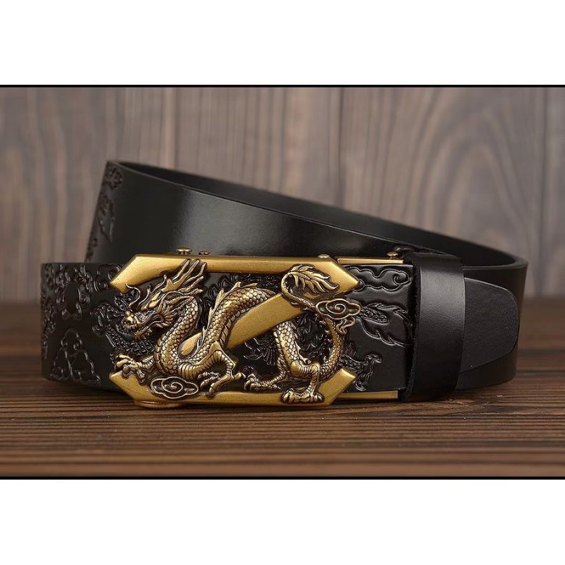 Ανδρικές Ζώνες Exquisite Chinese Dragon Automatic Belt - Μαύρος