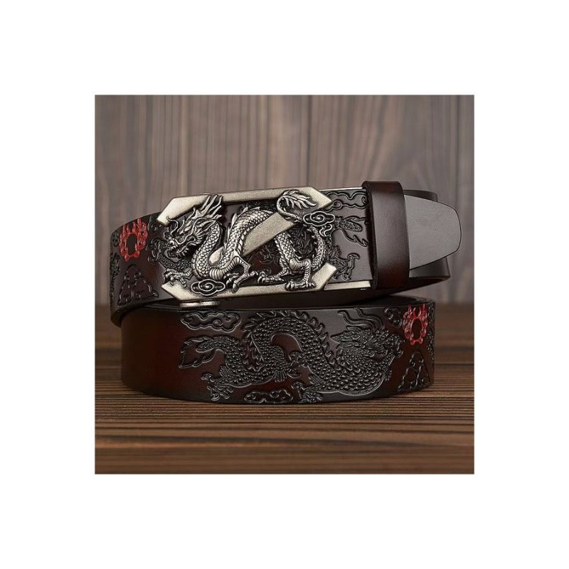 Ανδρικές Ζώνες Exquisite Chinese Dragon Automatic Belt - Καφές 1