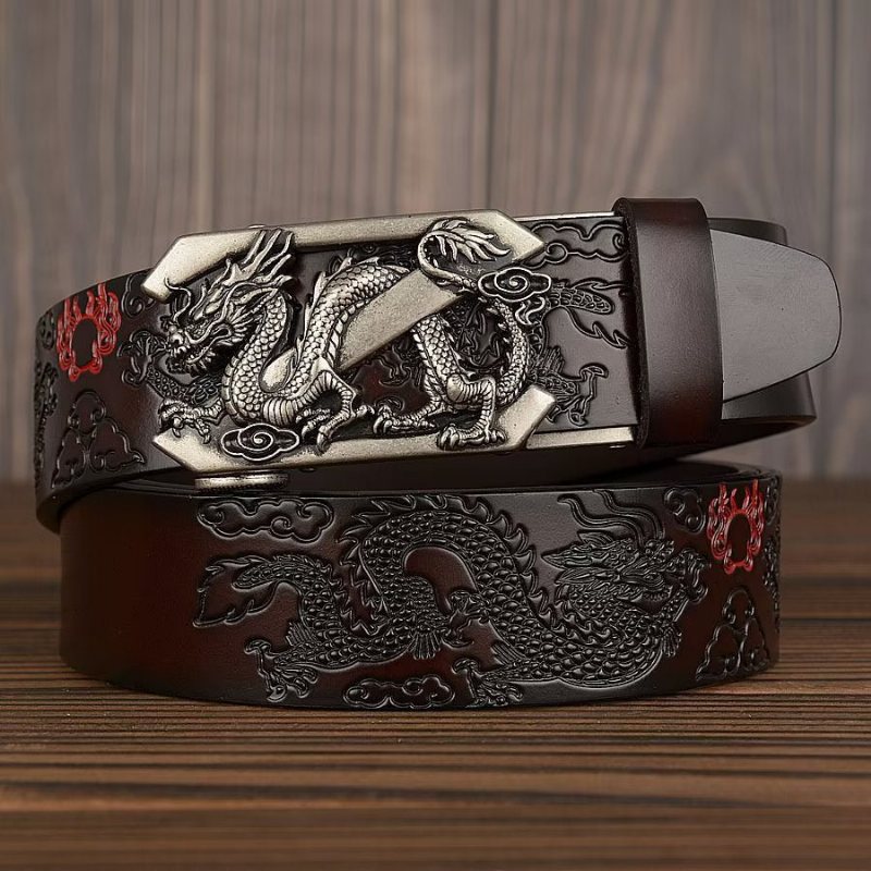 Ανδρικές Ζώνες Exquisite Chinese Dragon Automatic Belt - Μαύρος 1