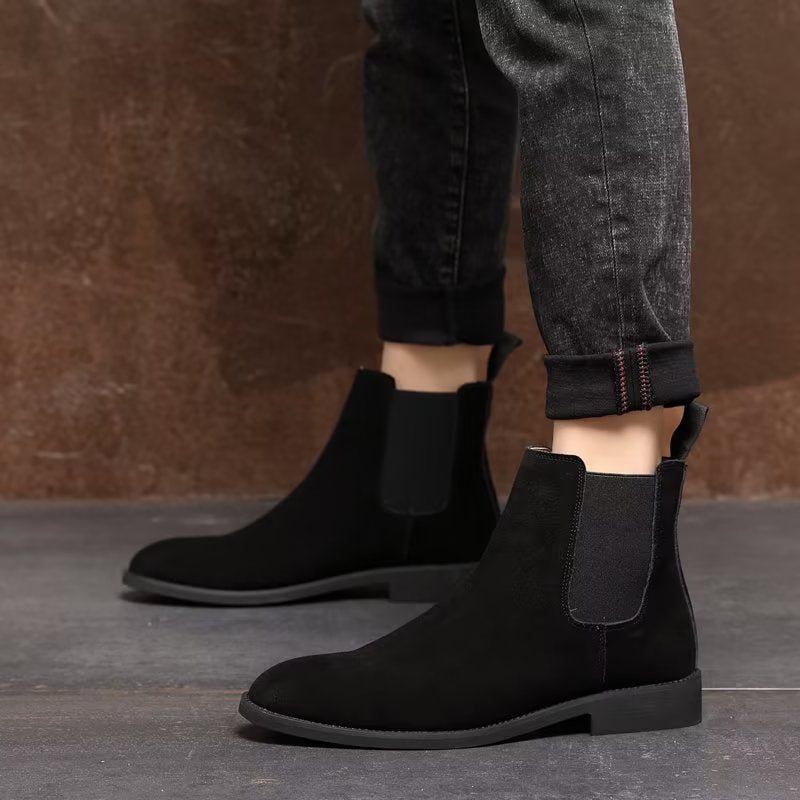 Ανδρικές Μπότες Chic Rome Boots Chelsea Με Ανάγλυφες Μύτες - Μαύρο