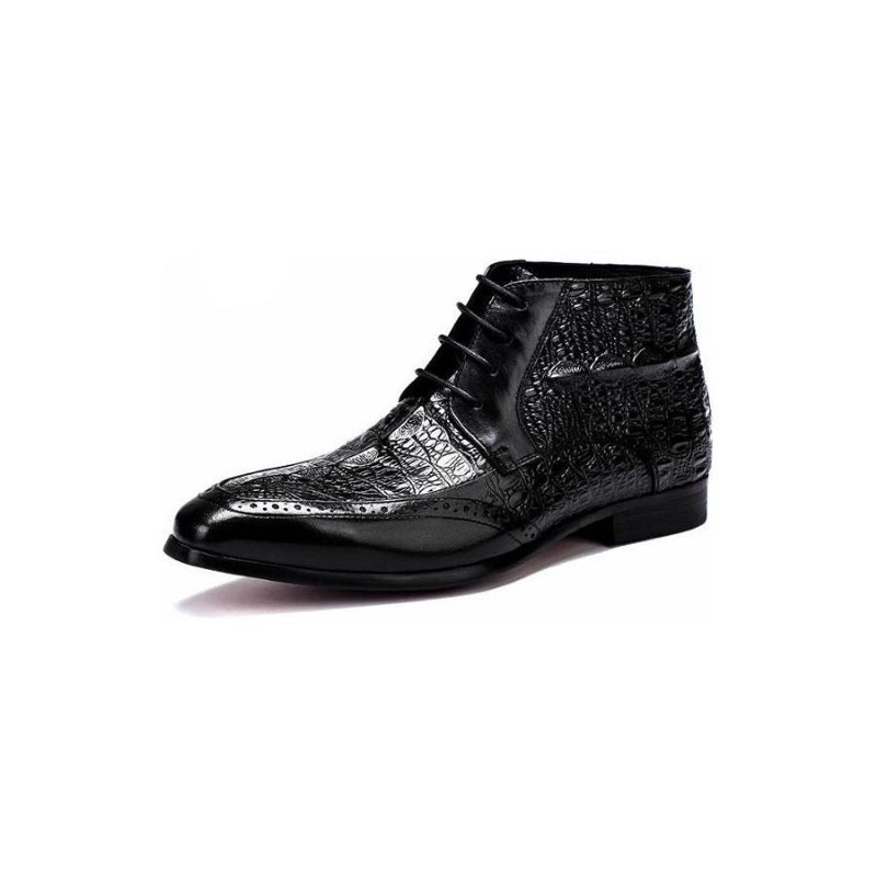 Ανδρικές Μπότες Croc Texture Ankle Lace-up Boots Brogue