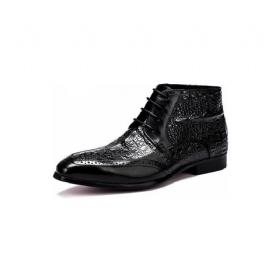 Ανδρικές Μπότες Croc Texture Ankle Lace-up Boots Brogue