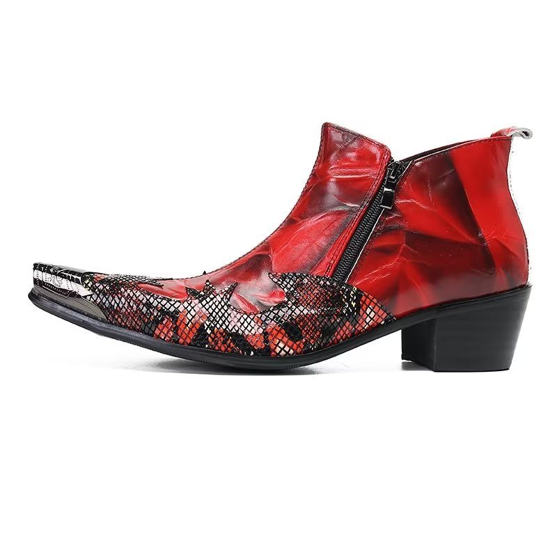 Ανδρικές Μπότες Exotic Charm Γνήσιο Δέρμα Flashy Dress Boots - Κόκκινο