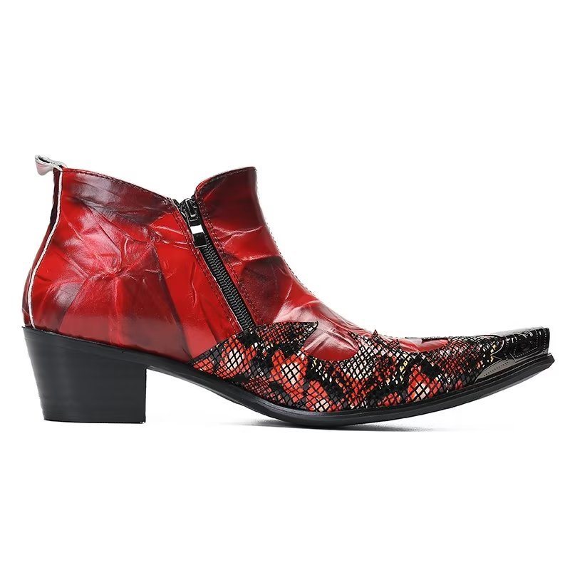 Ανδρικές Μπότες Exotic Charm Γνήσιο Δέρμα Flashy Dress Boots - Κόκκινο