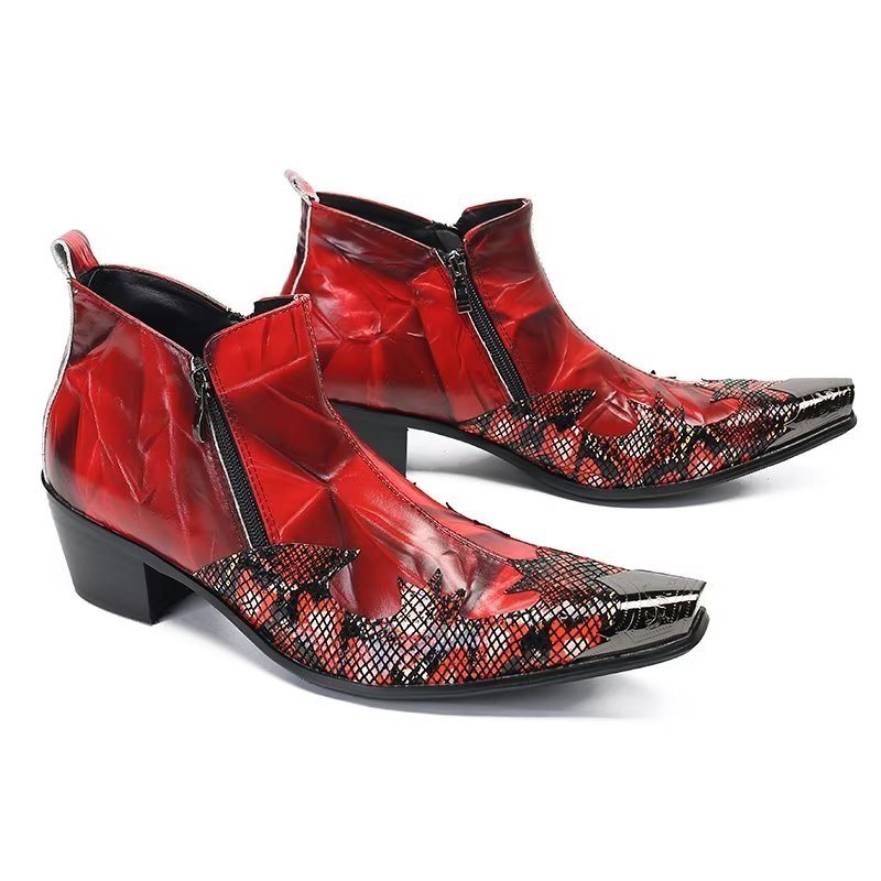 Ανδρικές Μπότες Exotic Charm Γνήσιο Δέρμα Flashy Dress Boots - Κόκκινο