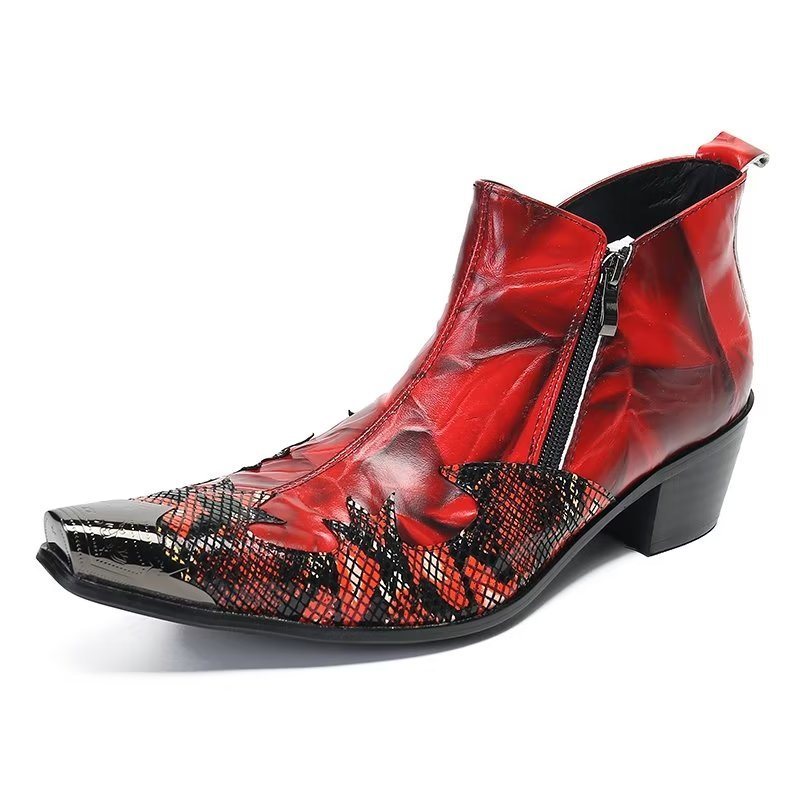 Ανδρικές Μπότες Exotic Charm Γνήσιο Δέρμα Flashy Dress Boots - Κόκκινο