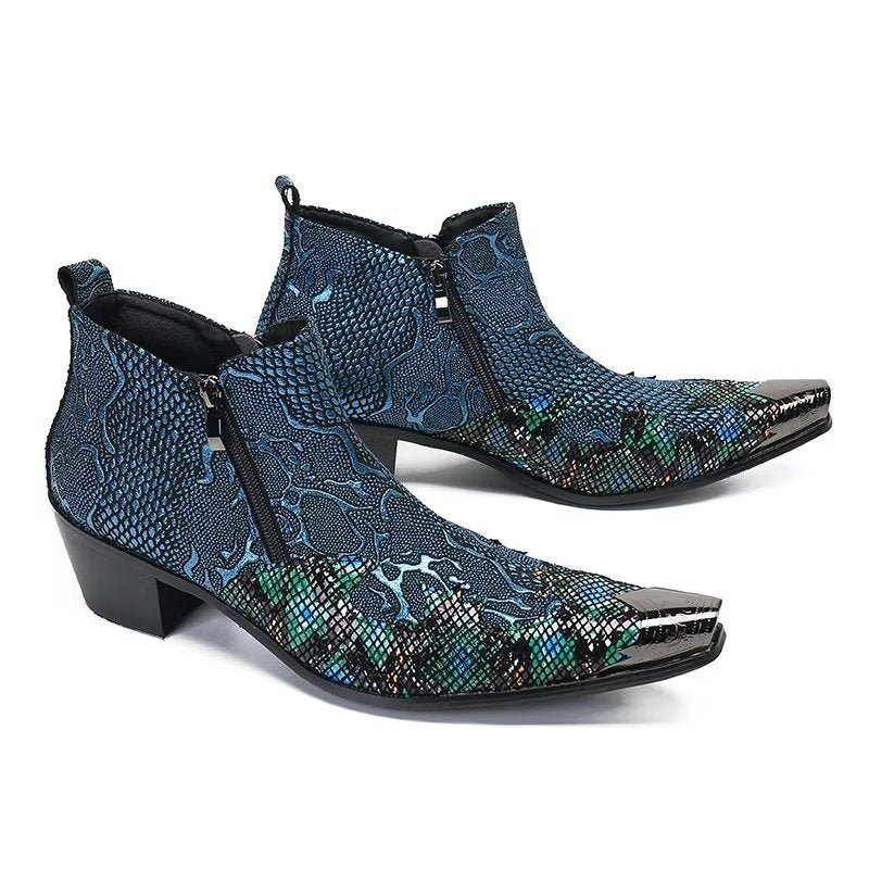 Ανδρικές Μπότες Exotic Charm Γνήσιο Δέρμα Flashy Dress Boots - Μπλε