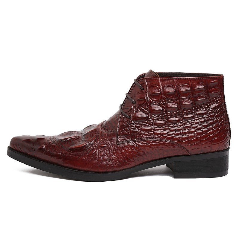 Ανδρικές Μπότες Exotic Crocodile Leather Mointed Desert Ankle Boots - Κόκκινο