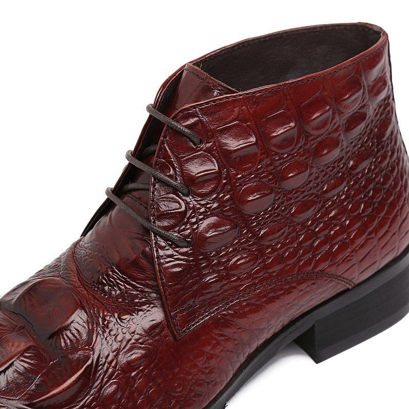 Ανδρικές Μπότες Exotic Crocodile Leather Mointed Desert Ankle Boots - Κόκκινο