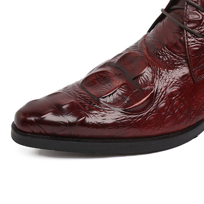 Ανδρικές Μπότες Exotic Crocodile Leather Mointed Desert Ankle Boots - Κόκκινο