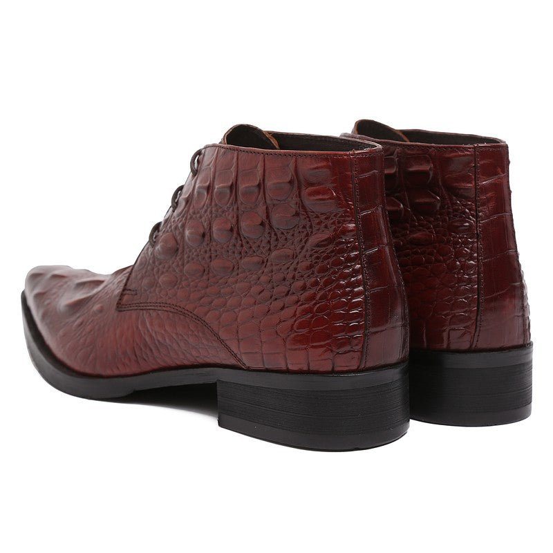 Ανδρικές Μπότες Exotic Crocodile Leather Mointed Desert Ankle Boots - Κόκκινο