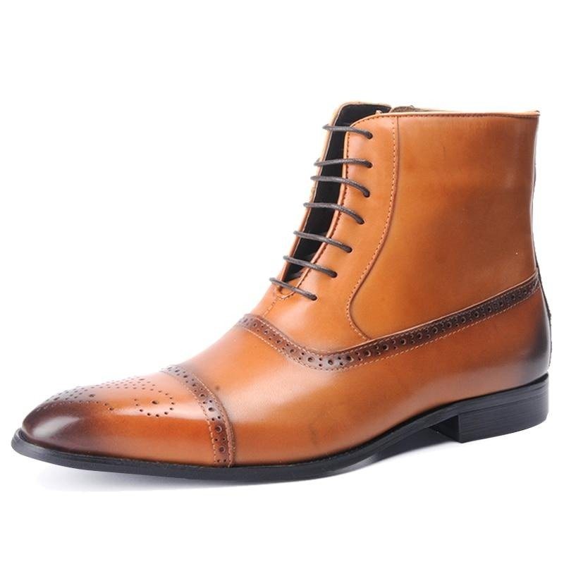 Ανδρικές Μπότες Exotic Lace-up High Bullock Boots - Καφέ