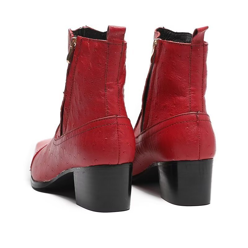 Ανδρικές Μπότες Exotic Leather Statement Dress Boots - Κόκκινο