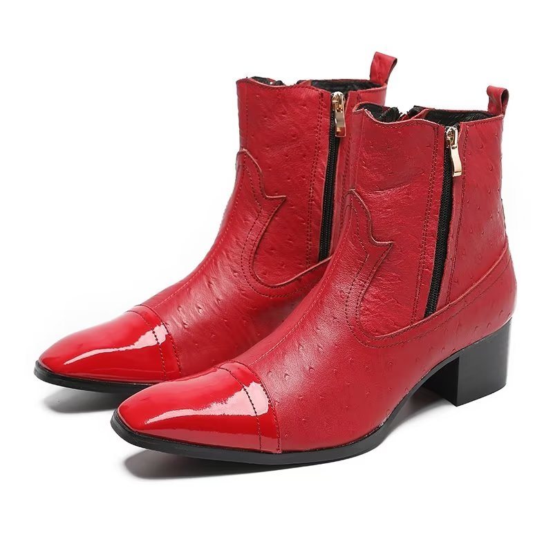 Ανδρικές Μπότες Exotic Leather Statement Dress Boots - Κόκκινο