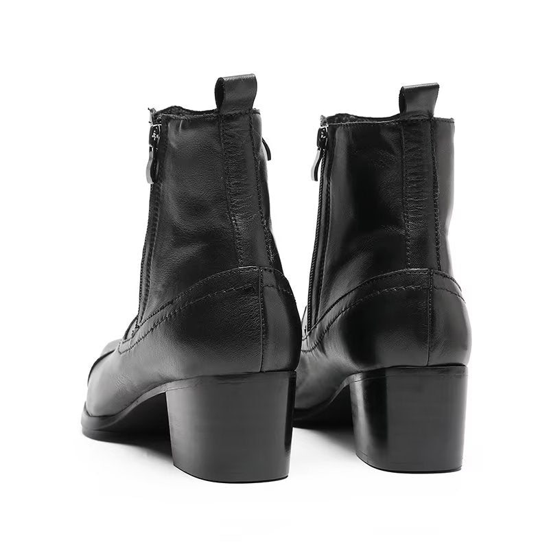 Ανδρικές Μπότες Exotic Leather Statement Dress Boots - Μαύρο