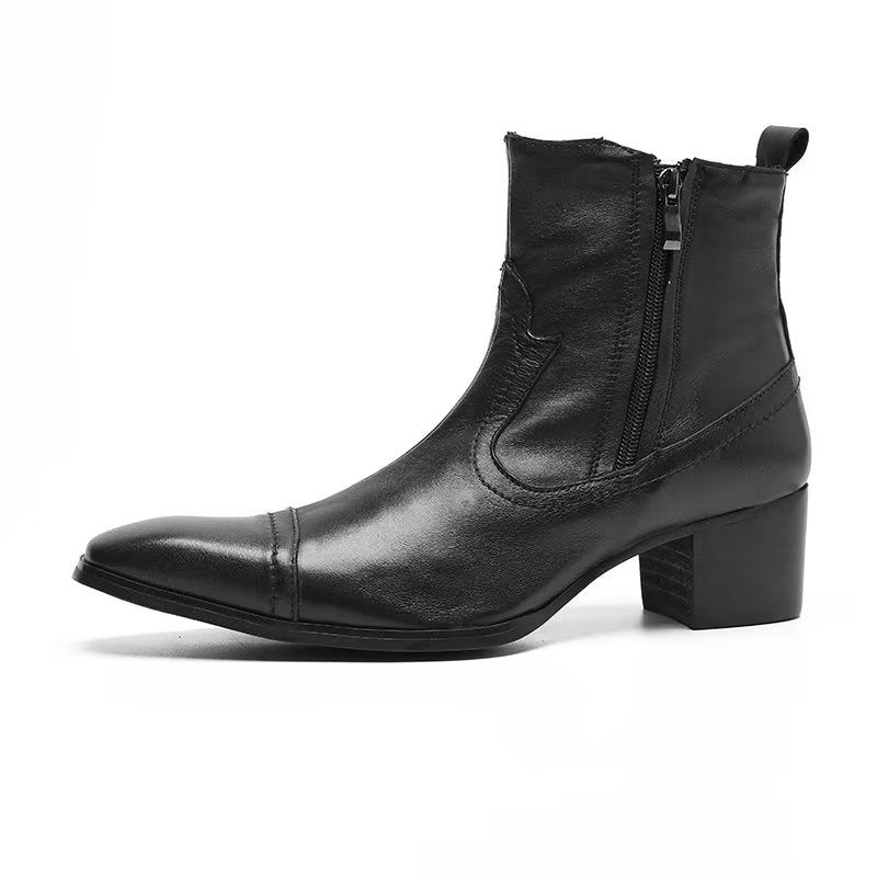 Ανδρικές Μπότες Exotic Leather Statement Dress Boots - Μαύρο