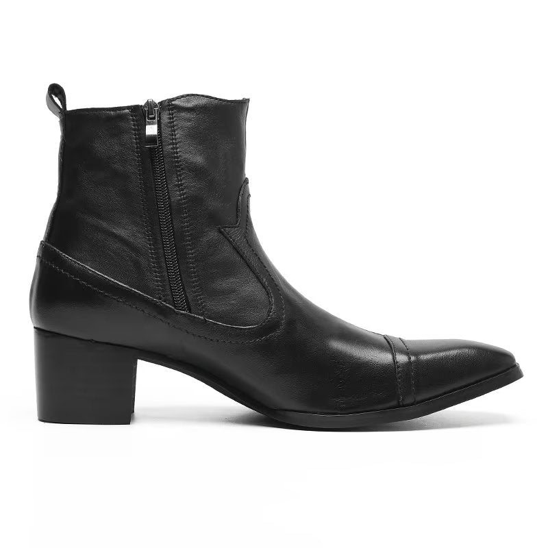 Ανδρικές Μπότες Exotic Leather Statement Dress Boots - Μαύρο