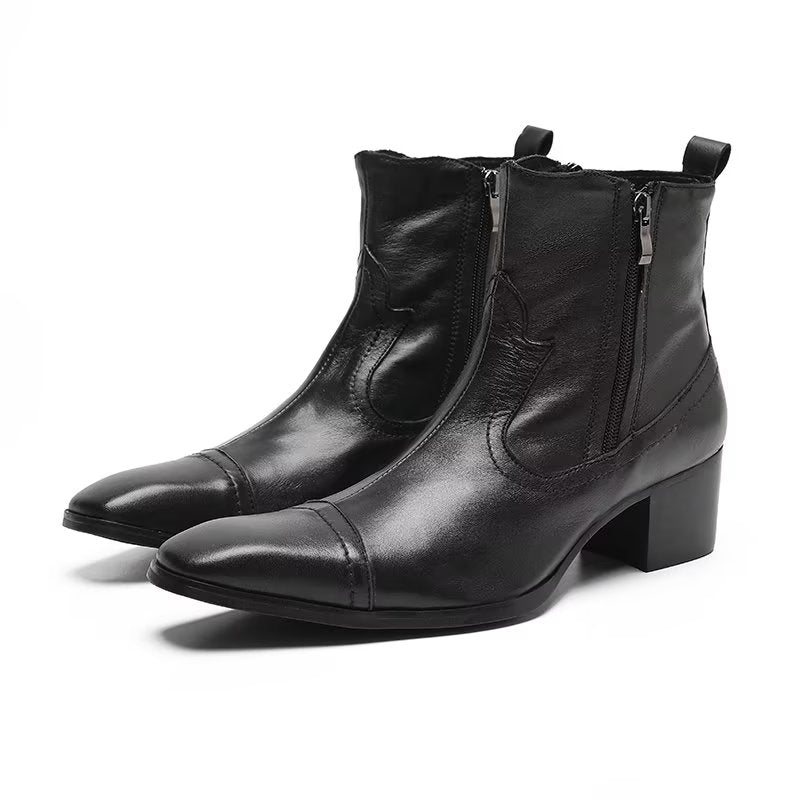 Ανδρικές Μπότες Exotic Leather Statement Dress Boots - Μαύρο