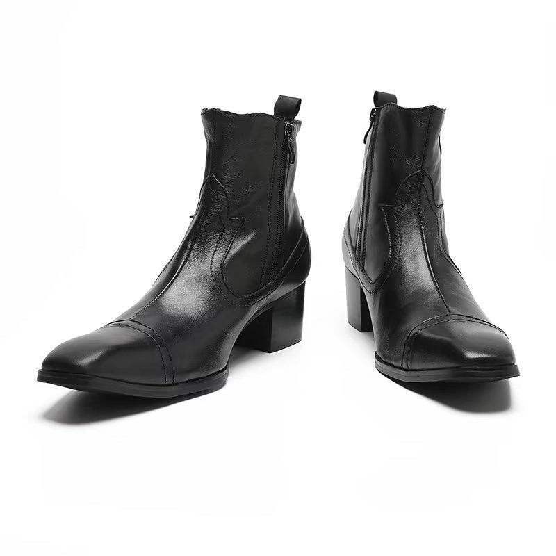 Ανδρικές Μπότες Exotic Leather Statement Dress Boots - Μαύρο