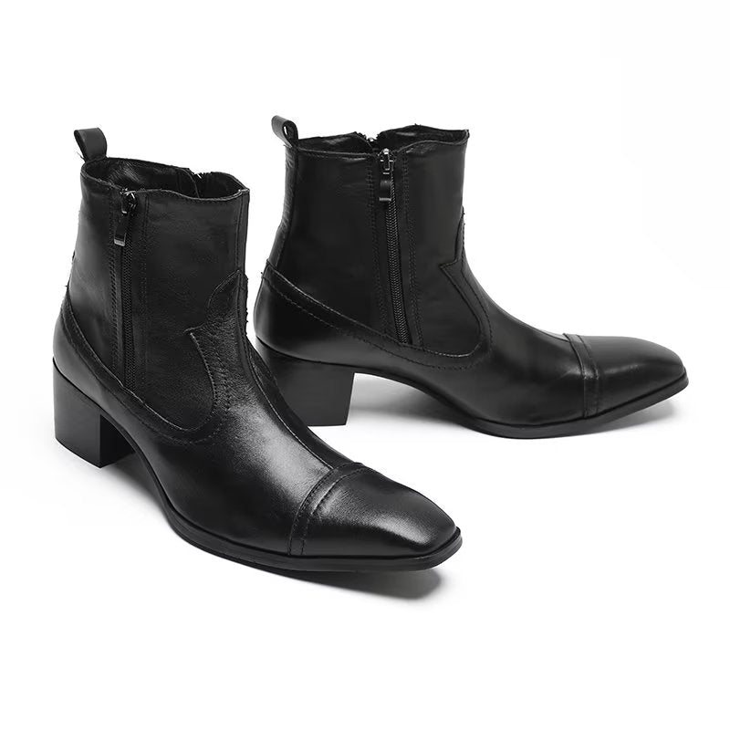 Ανδρικές Μπότες Exotic Leather Statement Dress Boots - Μαύρο