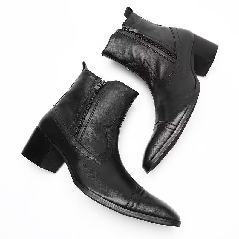 Ανδρικές Μπότες Exotic Leather Statement Dress Boots - Μαύρο