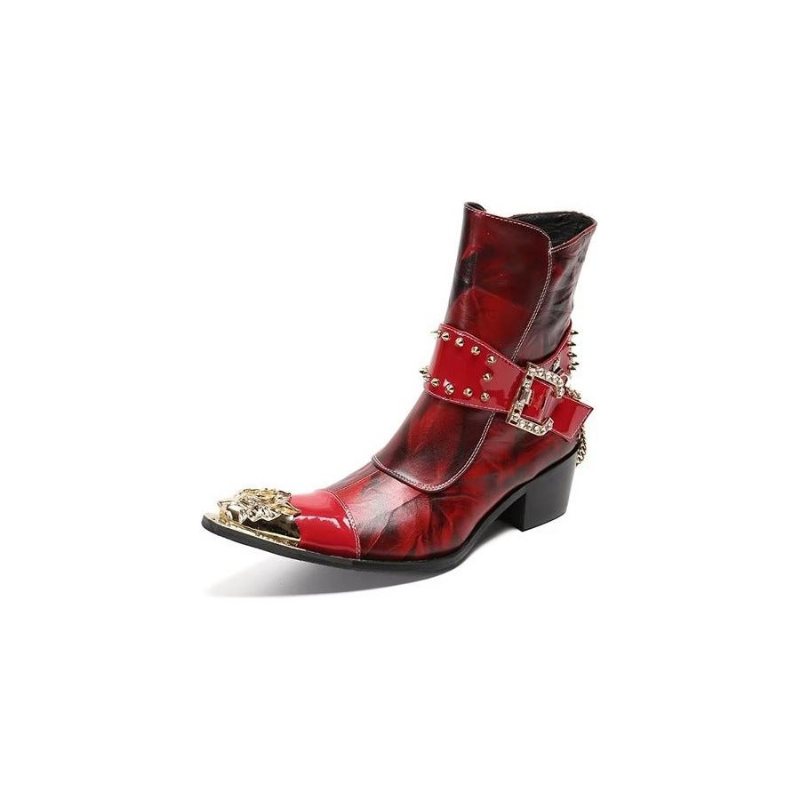 Ανδρικές Μπότες Exotic Texture Flashy Ankle Boots - Κόκκινο