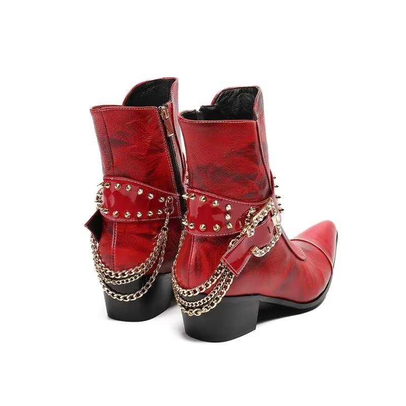 Ανδρικές Μπότες Exotic Texture Flashy Ankle Boots - Κόκκινο