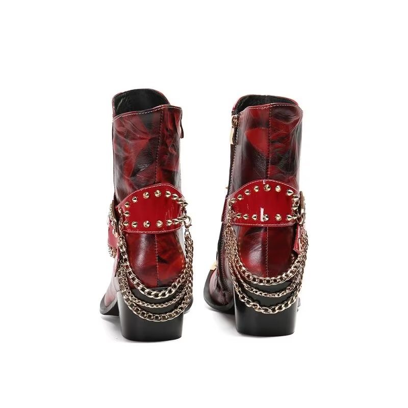 Ανδρικές Μπότες Exotic Texture Flashy Ankle Boots - Κόκκινο