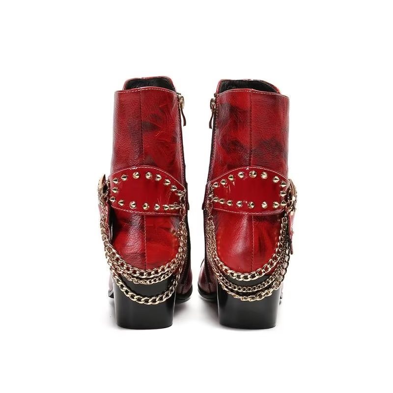 Ανδρικές Μπότες Exotic Texture Flashy Ankle Boots - Κόκκινο