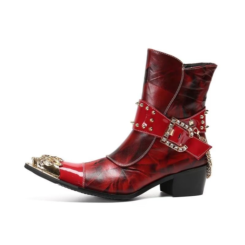 Ανδρικές Μπότες Exotic Texture Flashy Ankle Boots - Κόκκινο