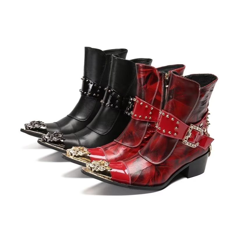 Ανδρικές Μπότες Exotic Texture Flashy Ankle Boots - Κόκκινο