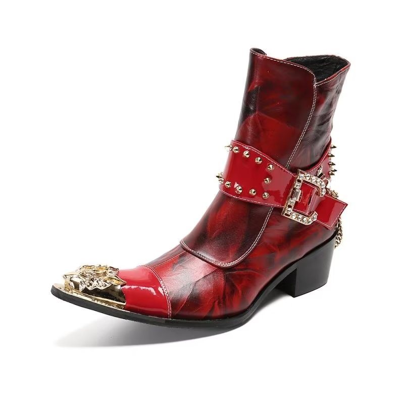 Ανδρικές Μπότες Exotic Texture Flashy Ankle Boots - Κόκκινο