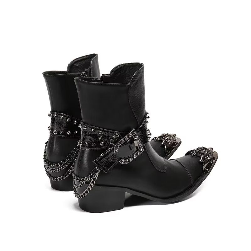 Ανδρικές Μπότες Exotic Texture Flashy Ankle Boots - Μαύρο