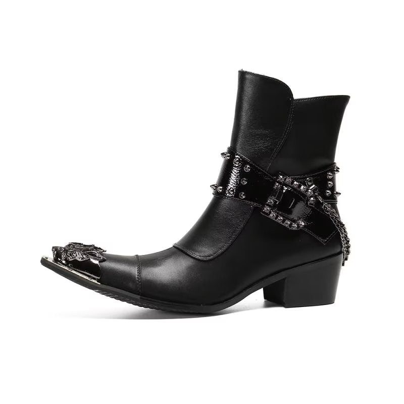 Ανδρικές Μπότες Exotic Texture Flashy Ankle Boots - Μαύρο