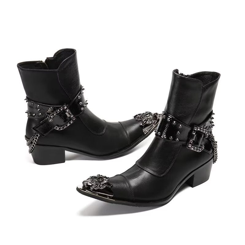 Ανδρικές Μπότες Exotic Texture Flashy Ankle Boots - Μαύρο