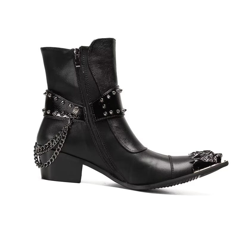 Ανδρικές Μπότες Exotic Texture Flashy Ankle Boots - Μαύρο