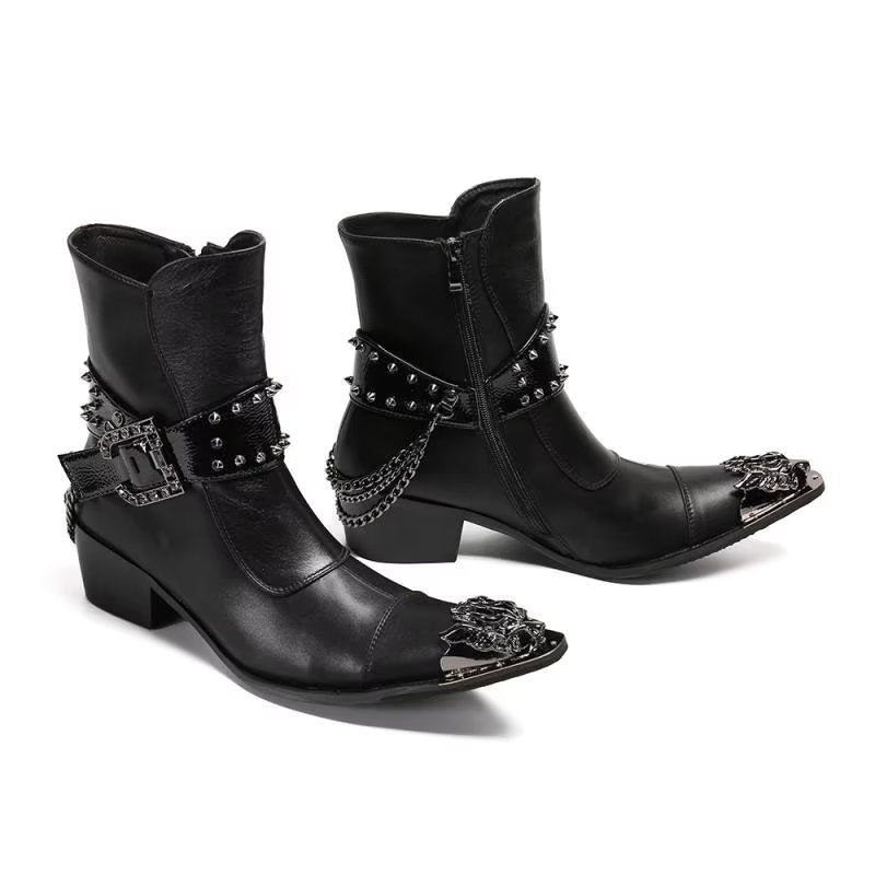 Ανδρικές Μπότες Exotic Texture Flashy Ankle Boots - Μαύρο